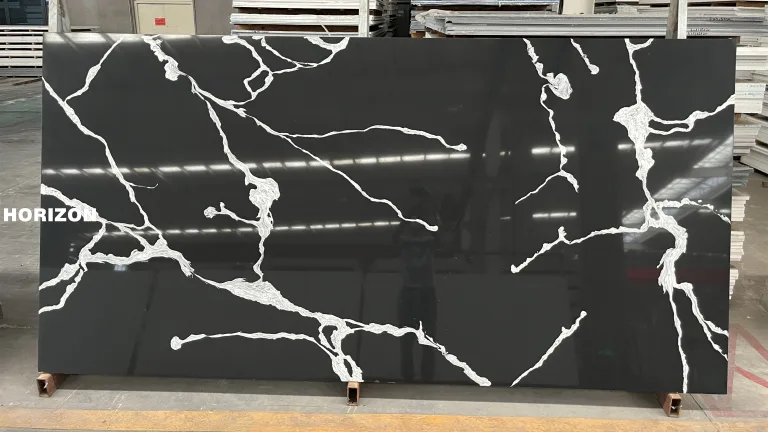 QUARTZ CALACATTA BLACK 6106 BEST QUARTZ STONE SLAB - HORIZON QUARTZ
