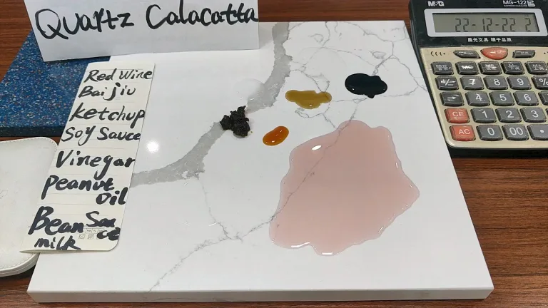 QUARTZ STONE STAIN RESISTANCE TEST 1.5 HOURS - HORIZON QUARTZ