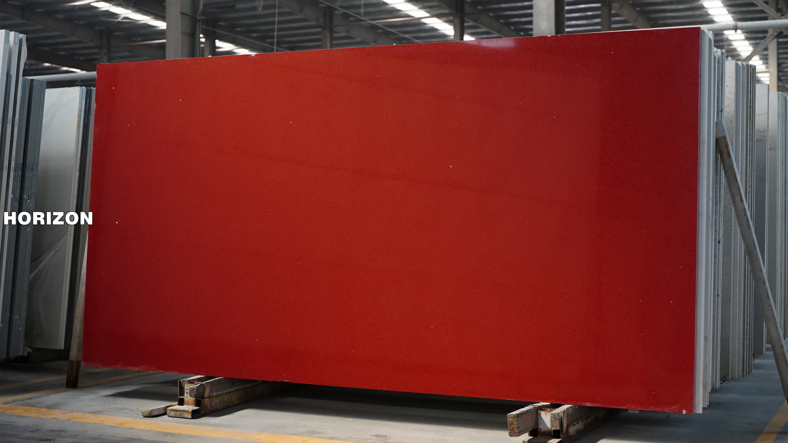 DIAMOND RED (SPARKLE RED) ES1211 BEST QUARTZ STONE SLABS - HORIZON QUARTZ