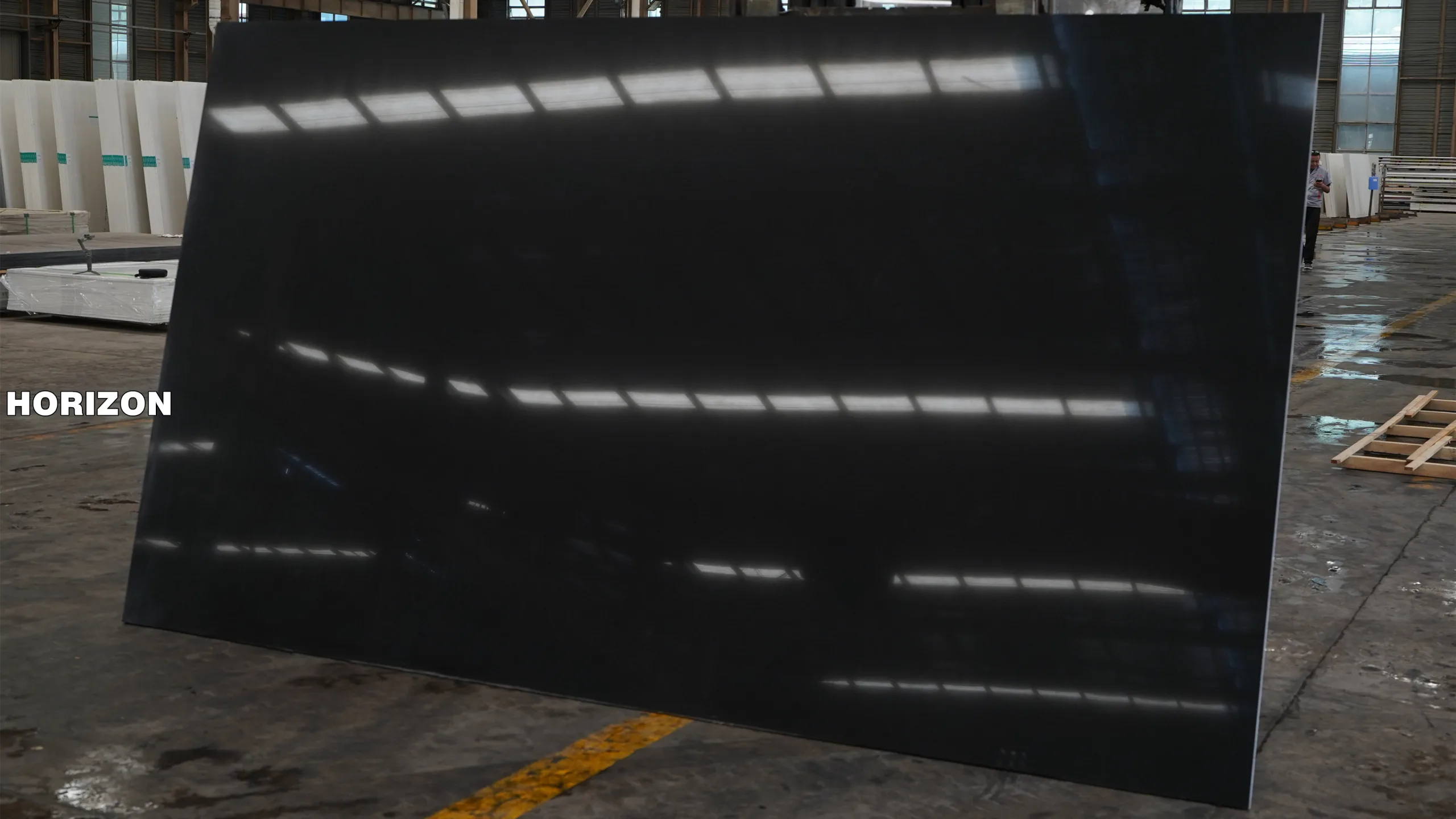 PURE BLACK ES1001 BEST QUARTZ STONE SLABS - HORZON QUARTZ