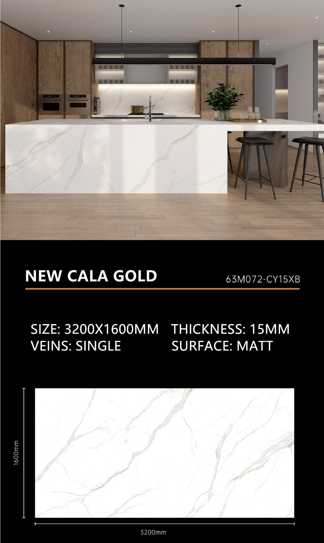 New Cala Gold Sintered Stone Matt 15mm Slab
