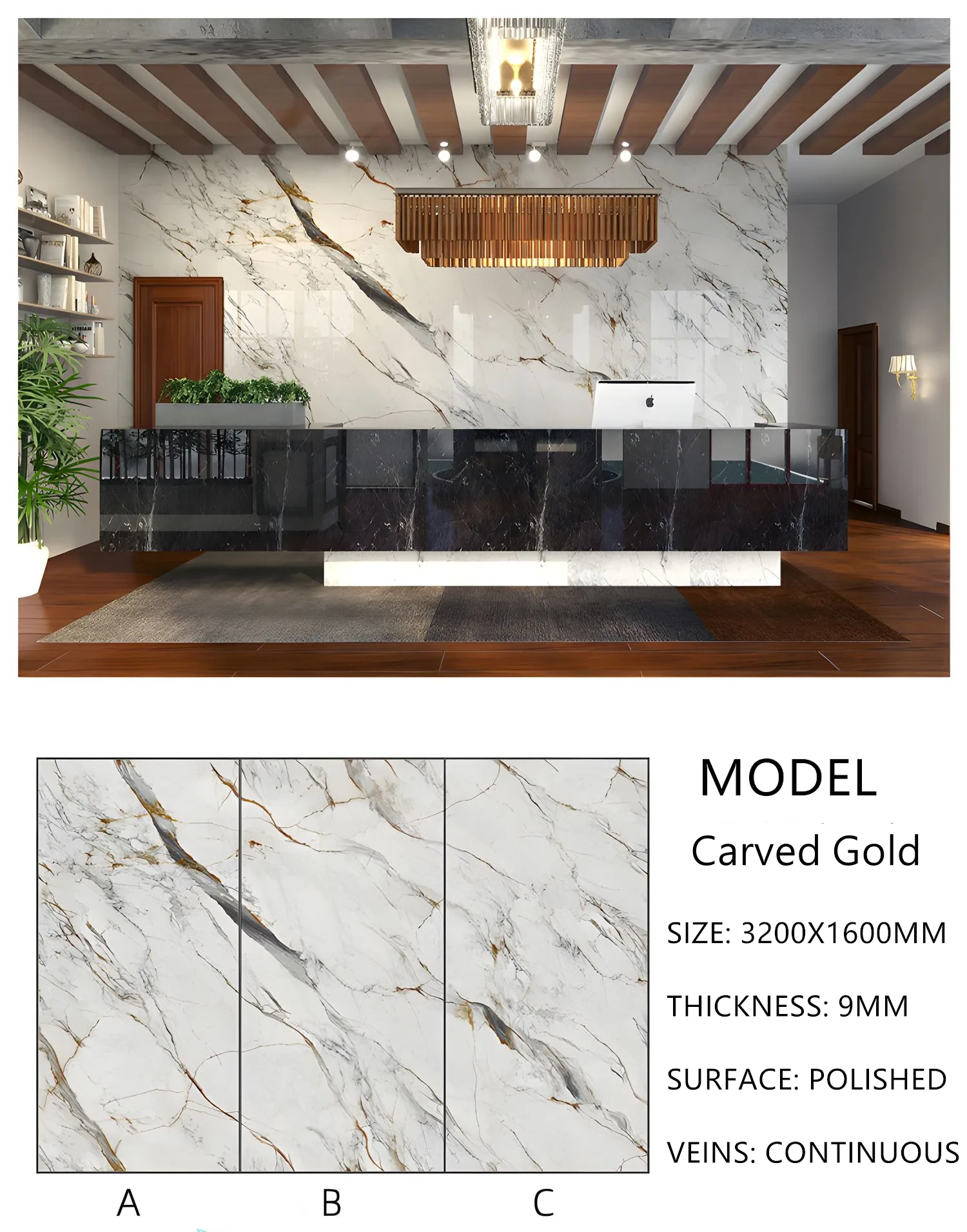 Sintered Stone Carved Gold