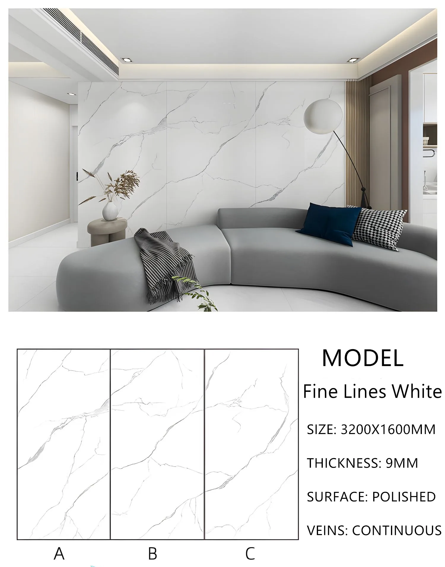 Sintered Stone Fine Lines White