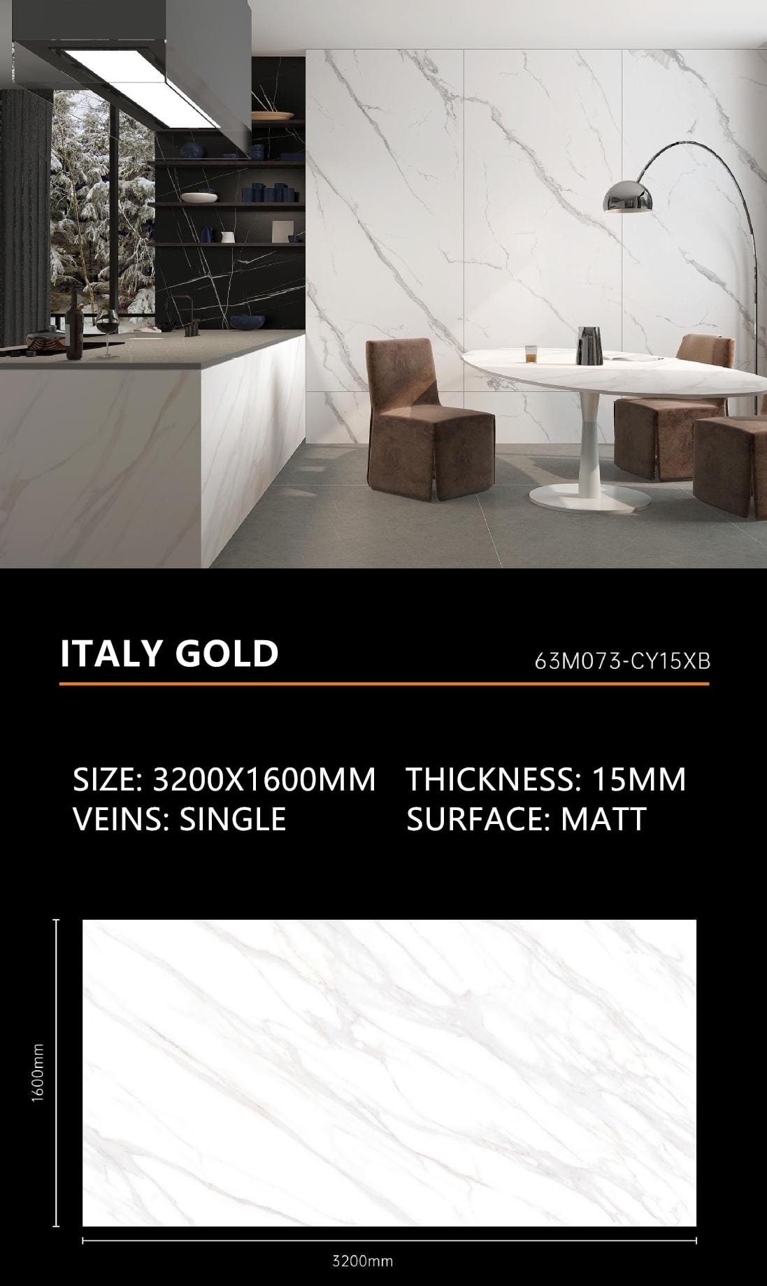 Italy Gold Sintered Stone Matt 15mm Slab